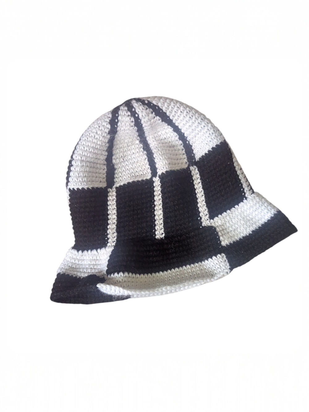 Handmade Black & White Crochet Bucket Hat